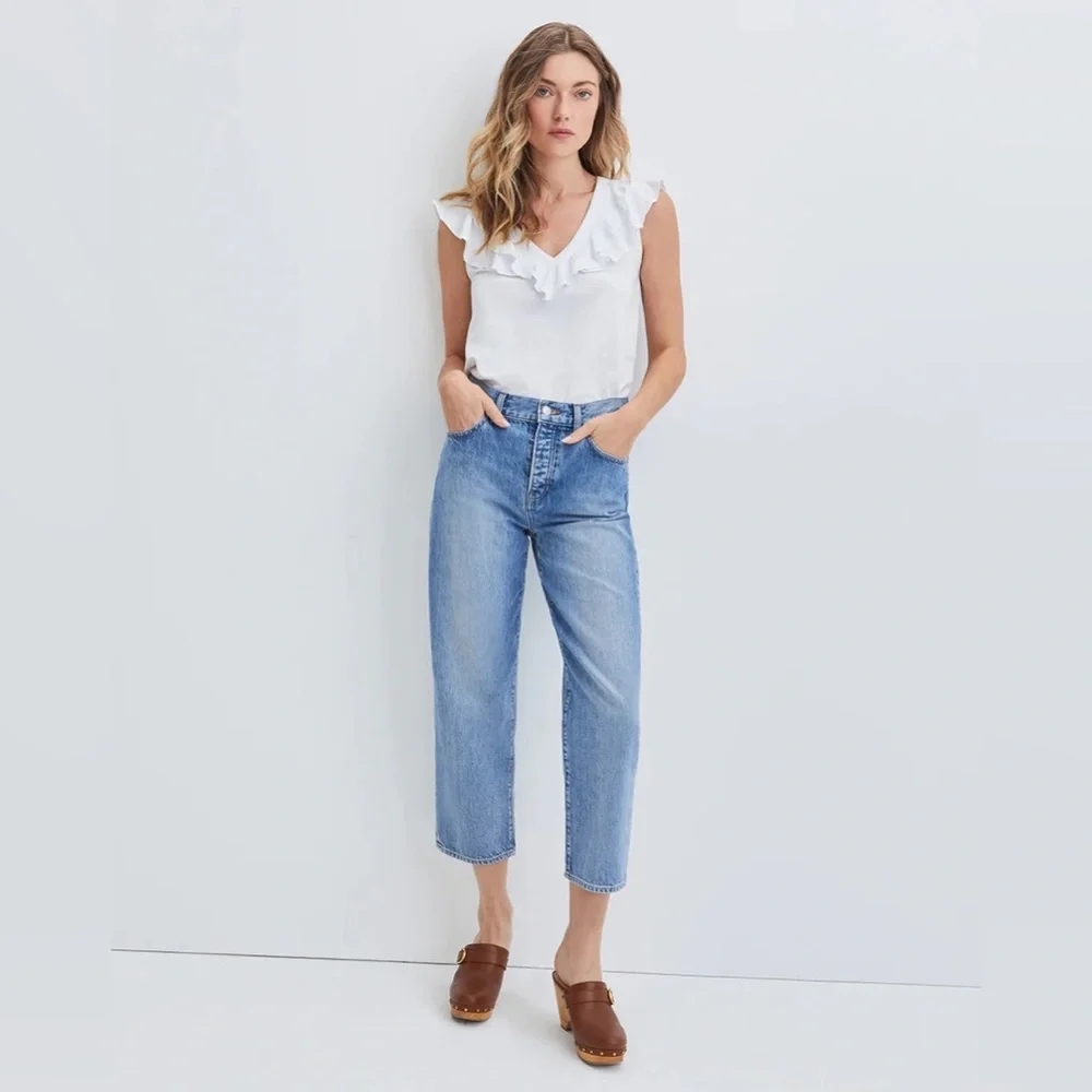 NWT VERONICA BEARD JEANS Ellerie Top - Size Large White - Picture 1 of 6